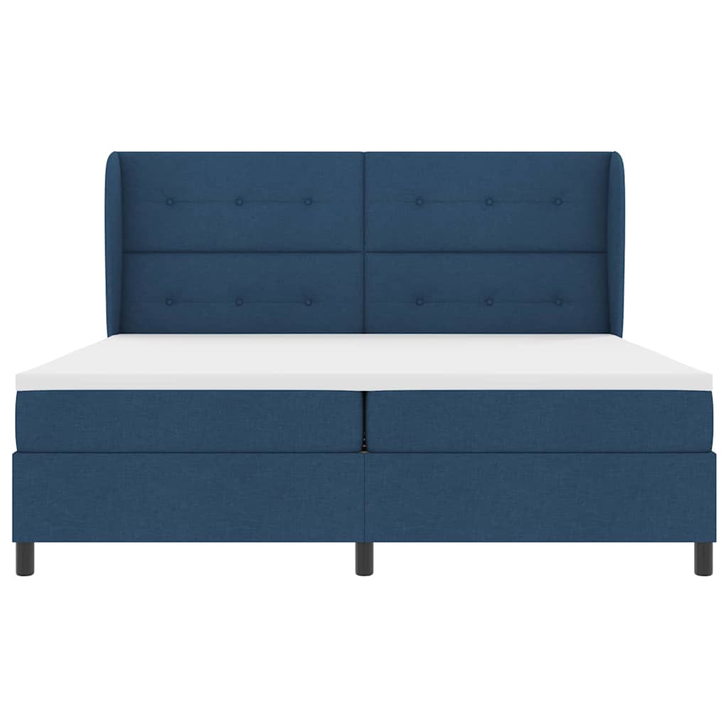 Postel s boxspringem s matrací s čelo Modrá 200 x 200 cm textil 3340591