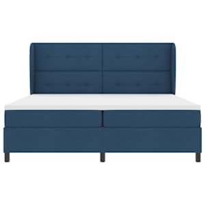 Postel s boxspringem s čelo Modrá 200 x 200 cm textil - obrázek 5