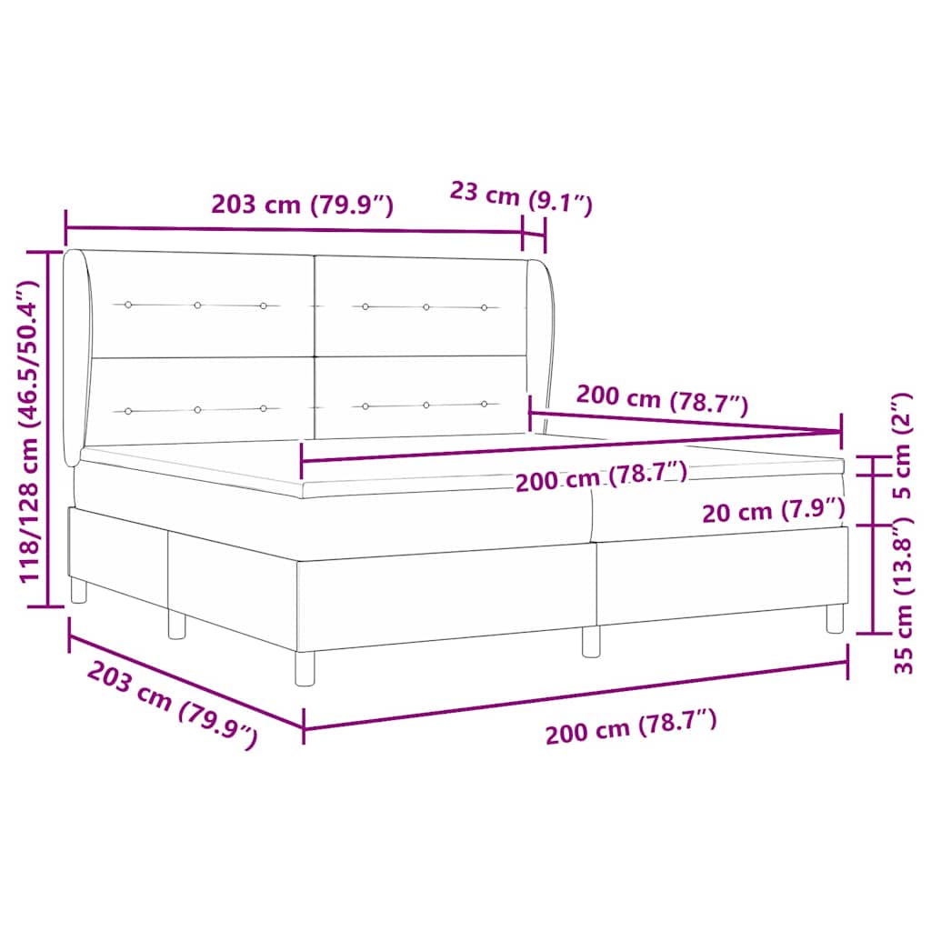 Postel s boxspringem s matrací s čelo Modrá 200 x 200 cm textil - obrázek 10