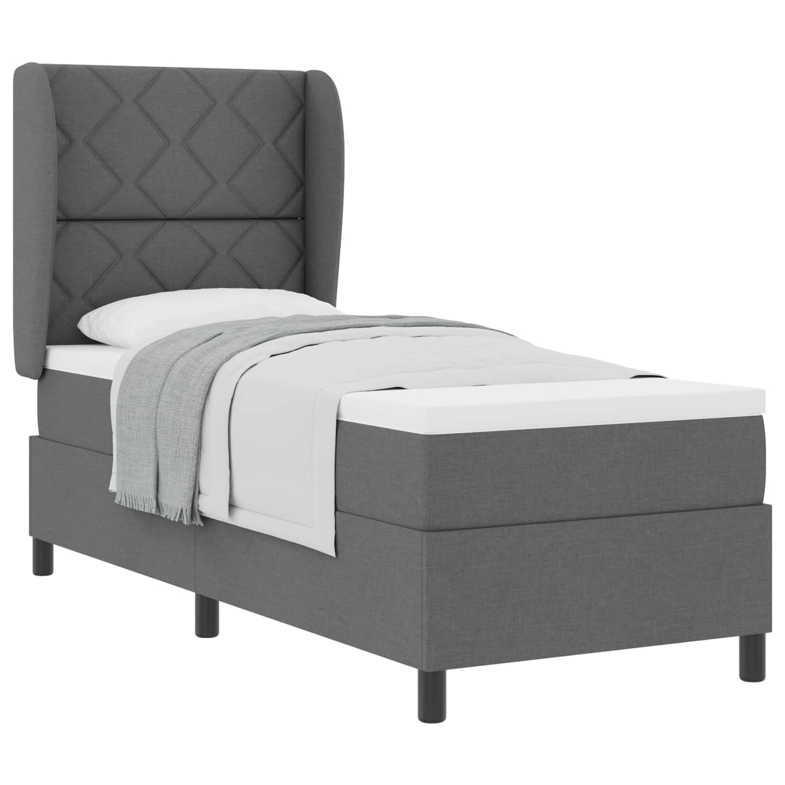 vidaXL Boxspring bed met hoofdeinde Donkergrijs 80 x 200 cm Stof grijs, foto 3