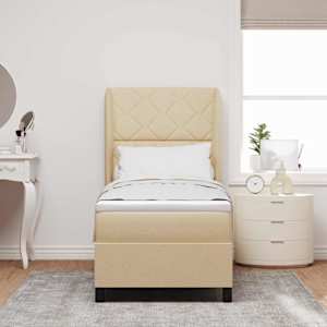 Postel s boxspringem s matrací Krémová 80 x 200 cm textil - obrázek 3