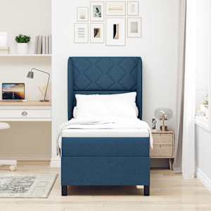 Postel s boxspringem s matrací s čelo Modrá 80 x 200 cm textil - obrázek 3