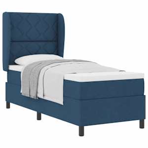 Postel s boxspringem s matrací s čelo Modrá 80 x 200 cm textil - obrázek 2