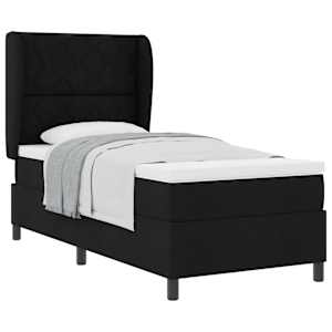 Postel s boxspringem s čelo Černá 90 x 190 cm textil - obrázek 2