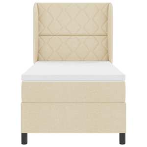 Postel s boxspringem s čelo Krémová 90 x 190 cm textil - obrázek 7