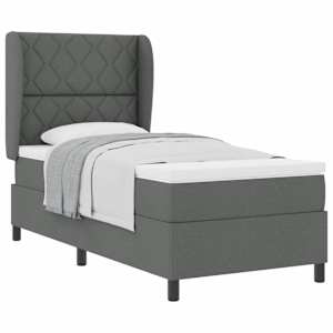 Postel s boxspringem s čelo Tmavě šedá 100 x 200 cm textil - obrázek 2