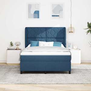 Postel s boxspringem s matrací s čelo Modrá 160 x 200 cm textil - obrázek 3