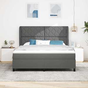 Postel s boxspringem s čelo Tmavě šedá 180 x 200 cm textil - obrázek 3