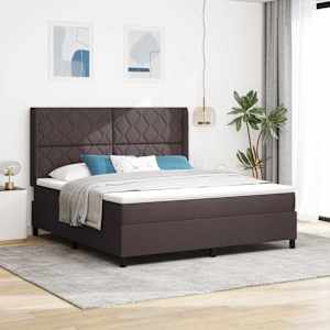 Postel s boxspringem s čelo Tmavě hnědá 180 x 200 cm textil - obrázek 1