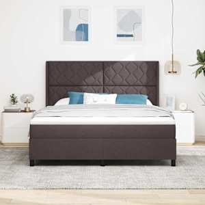 Postel s boxspringem s čelo Tmavě hnědá 180 x 200 cm textil - obrázek 3