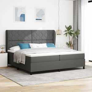 Postel s boxspringem s čelo Tmavě šedá 200 x 200 cm textil - obrázek 1