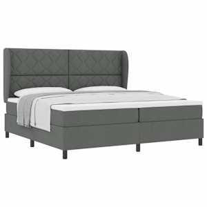 Postel s boxspringem s čelo Tmavě šedá 200 x 200 cm textil - obrázek 2