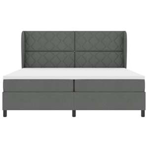 Postel s boxspringem s čelo Tmavě šedá 200 x 200 cm textil - obrázek 7