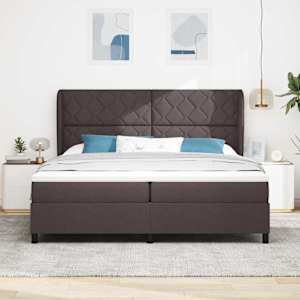 Postel s boxspringem s čelo Tmavě hnědá 200 x 200 cm textil - obrázek 3