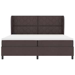 Postel s boxspringem s čelo Tmavě hnědá 200 x 200 cm textil - obrázek 7