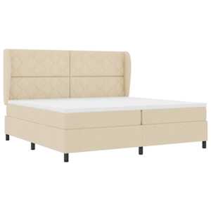 Postel s boxspringem s čelo Krémová 200 x 200 cm textil - obrázek 4