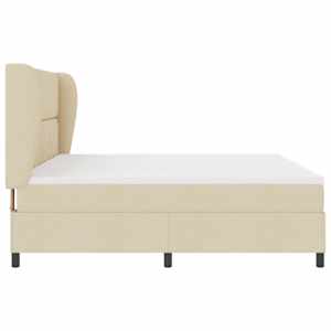 Postel s boxspringem s čelo Krémová 200 x 200 cm textil - obrázek 8
