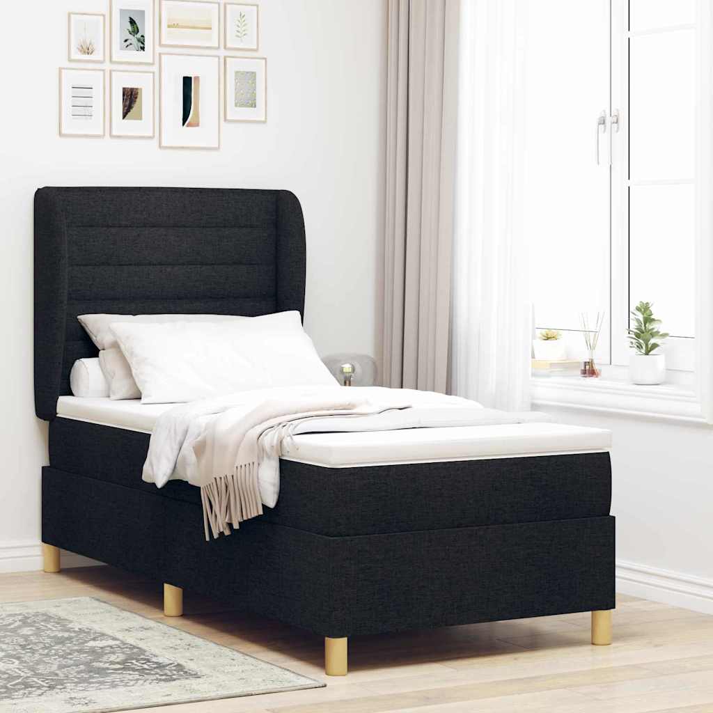 Box Spring voodi madratsiga Must 80x200 cm Riie