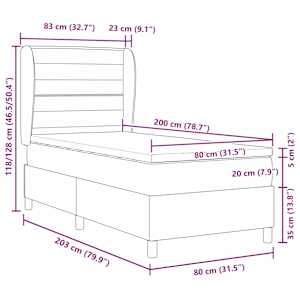 Postel s boxspringem s matrací Tmavě hnědá 200 x 80 cm textil - obrázek 12