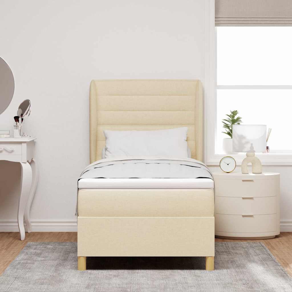 Voodi vedrudega ja madratsiga Tumehall 90x190 cm Kangas cream 3 Kõik vajalik sinu aeda ja koju! Voodi vedrudega ja madratsiga Tumehall 90x190 cm Kangas cream - Image 3