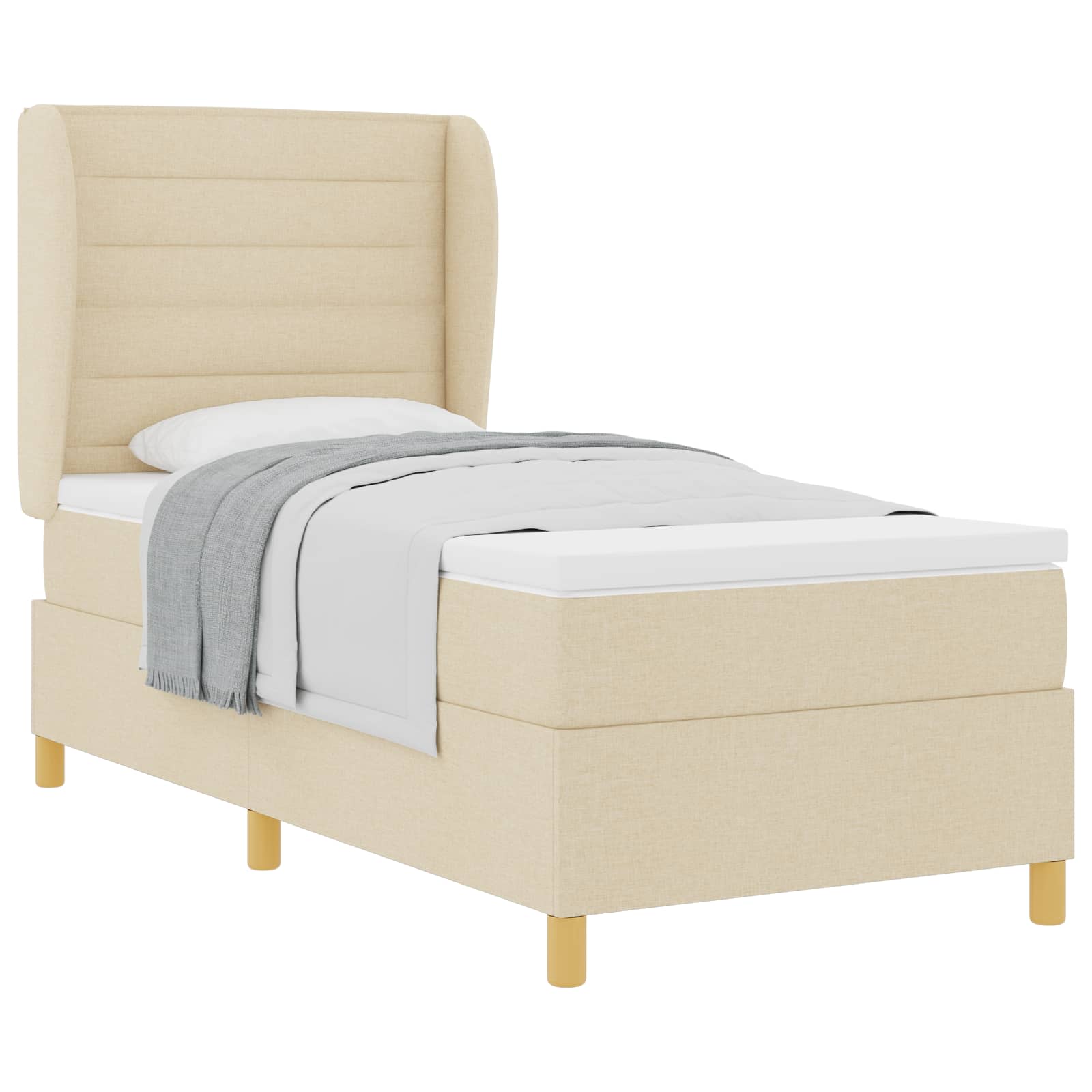 Thumbnail - vidaXL Boxspringbett mit Matratze mit Kopfteil Creme 190 x 90 cm Stoff