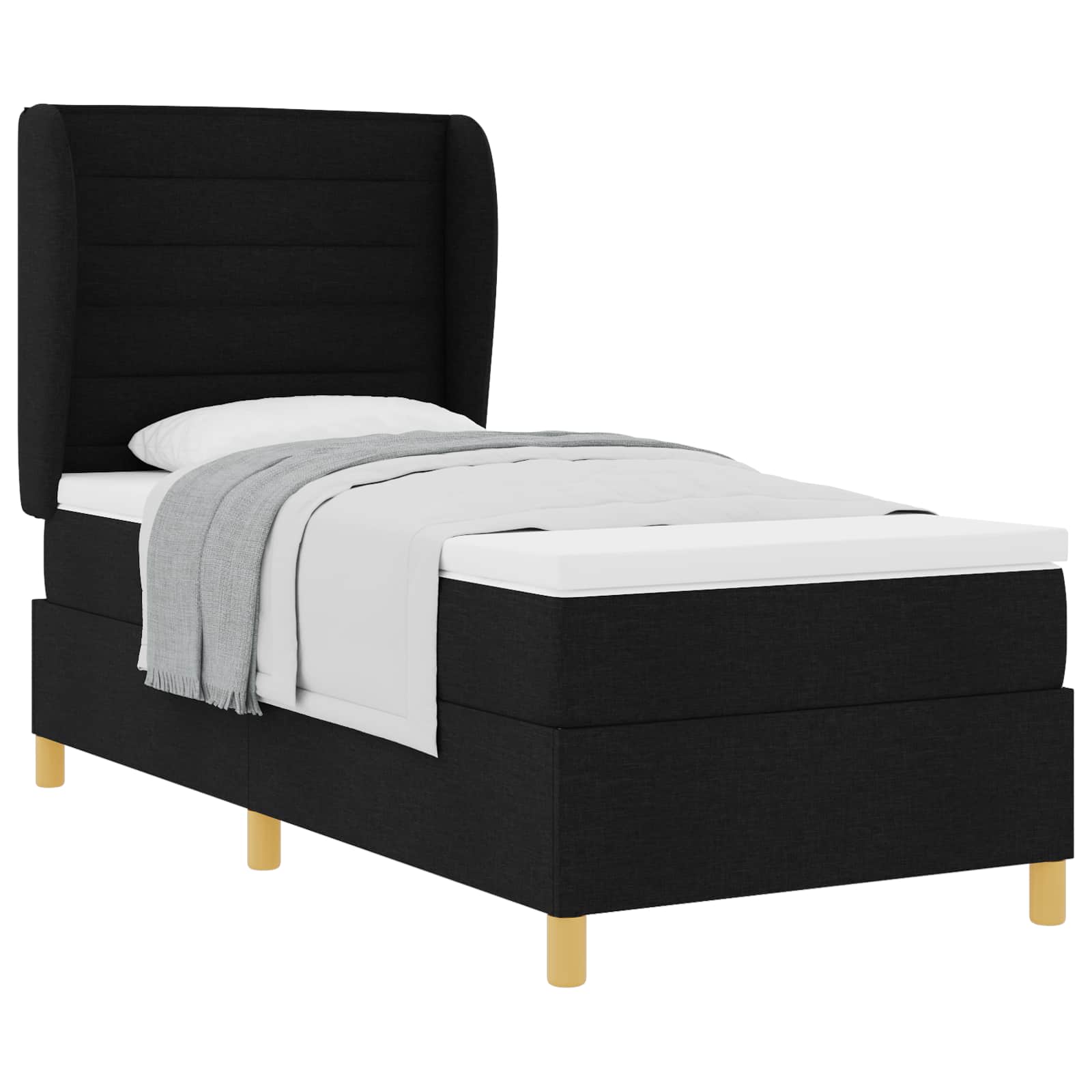 Thumbnail - vidaXL Boxspringbett mit Matratze Dunkelgrau 90x190 cm Schwarz Stoff