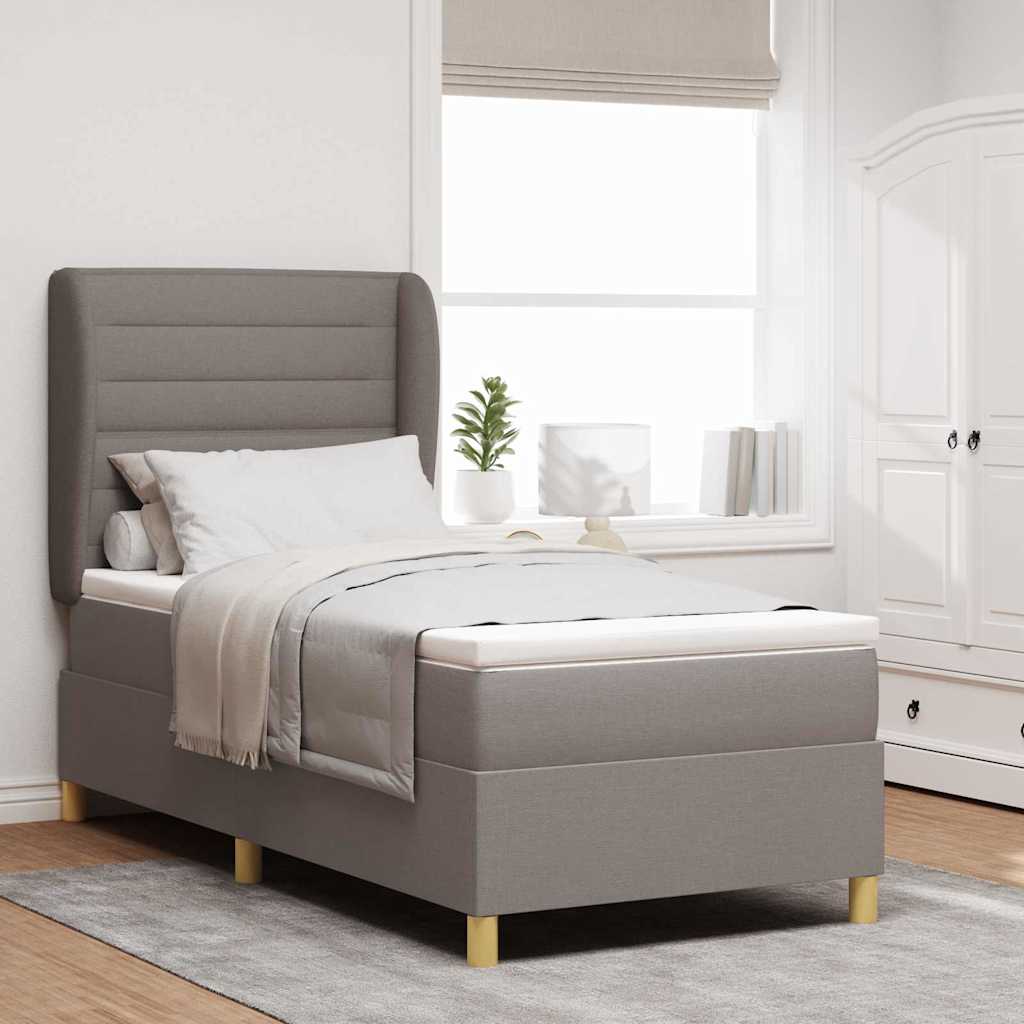 Thumbnail - vidaXL Boxspringbett mit Matratze Dunkelgrau 90x190 cm Taupe Stoff