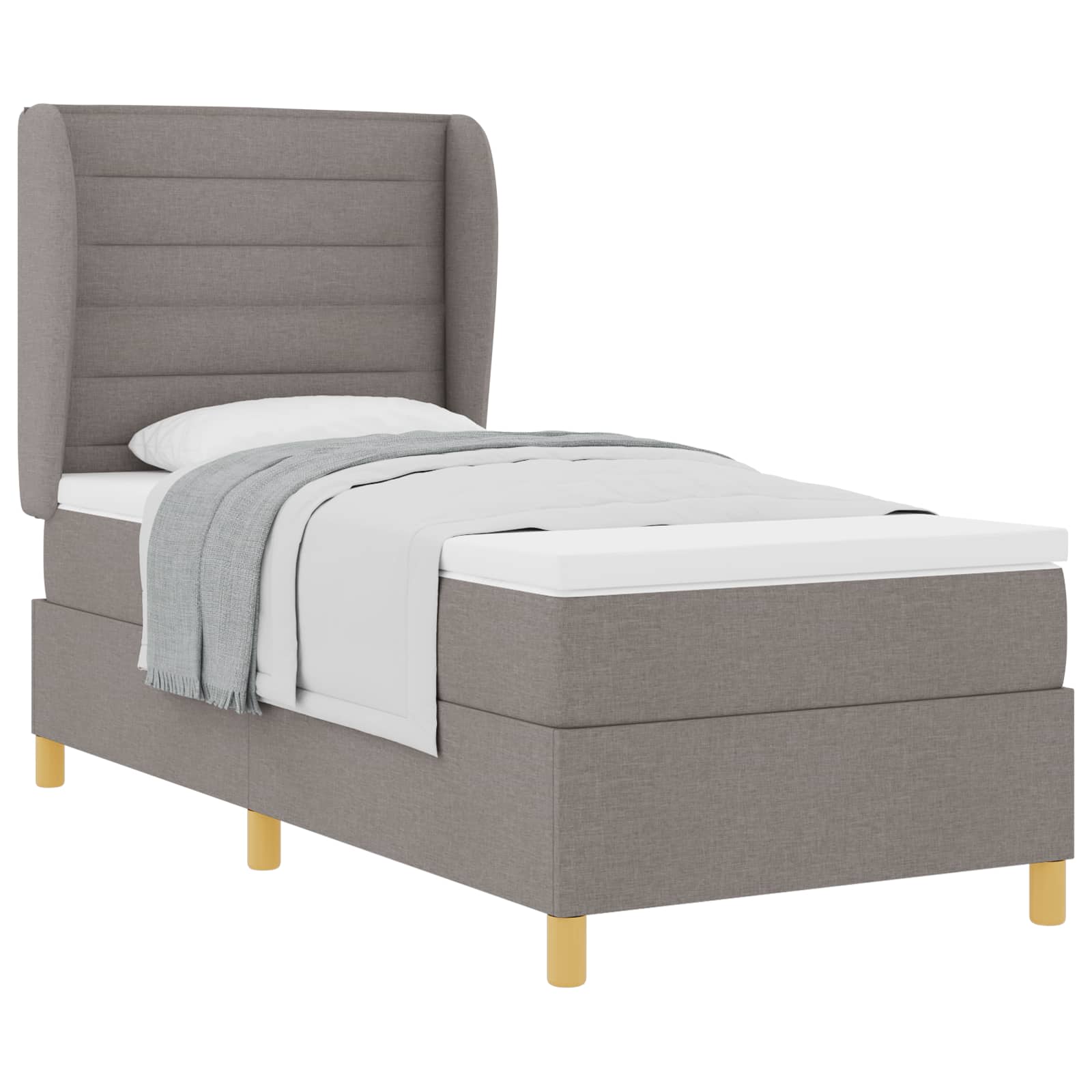 Thumbnail - vidaXL Boxspringbett mit Matratze Dunkelgrau 90x190 cm Taupe Stoff