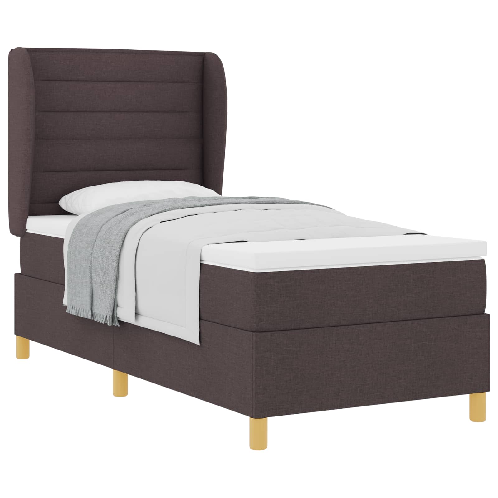 Postel s boxspringem s matrací Tmavě hnědá 200 x 100 cm textil - obrázek 2