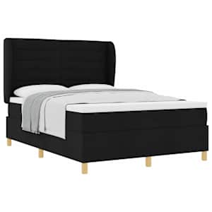 Postel s boxspringem s matrací s čelo Černý 190 x 140 cm textil - obrázek 2