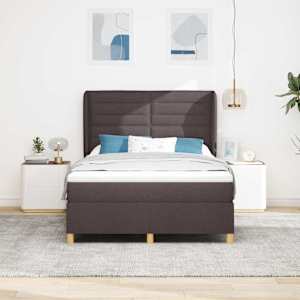 Postel s boxspringem s matrací Tmavě hnědá 190 x 140 cm textil - obrázek 3