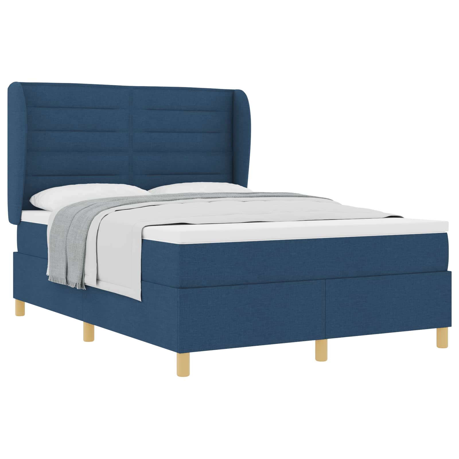 Thumbnail - vidaXL Boxspringbett mit Matratze Dunkelgrau 90x190 cm Blau Stoff