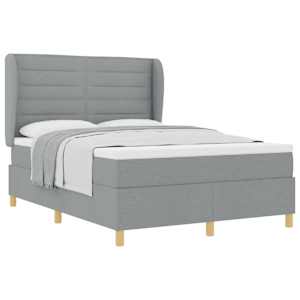 Postel s boxspringem s čelo Světle šedá 200 x 140 cm textil - obrázek 2