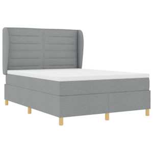 Postel s boxspringem s čelo Světle šedá 200 x 140 cm textil - obrázek 5