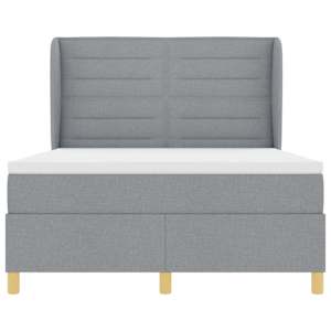 Postel s boxspringem s čelo Světle šedá 200 x 140 cm textil - obrázek 7