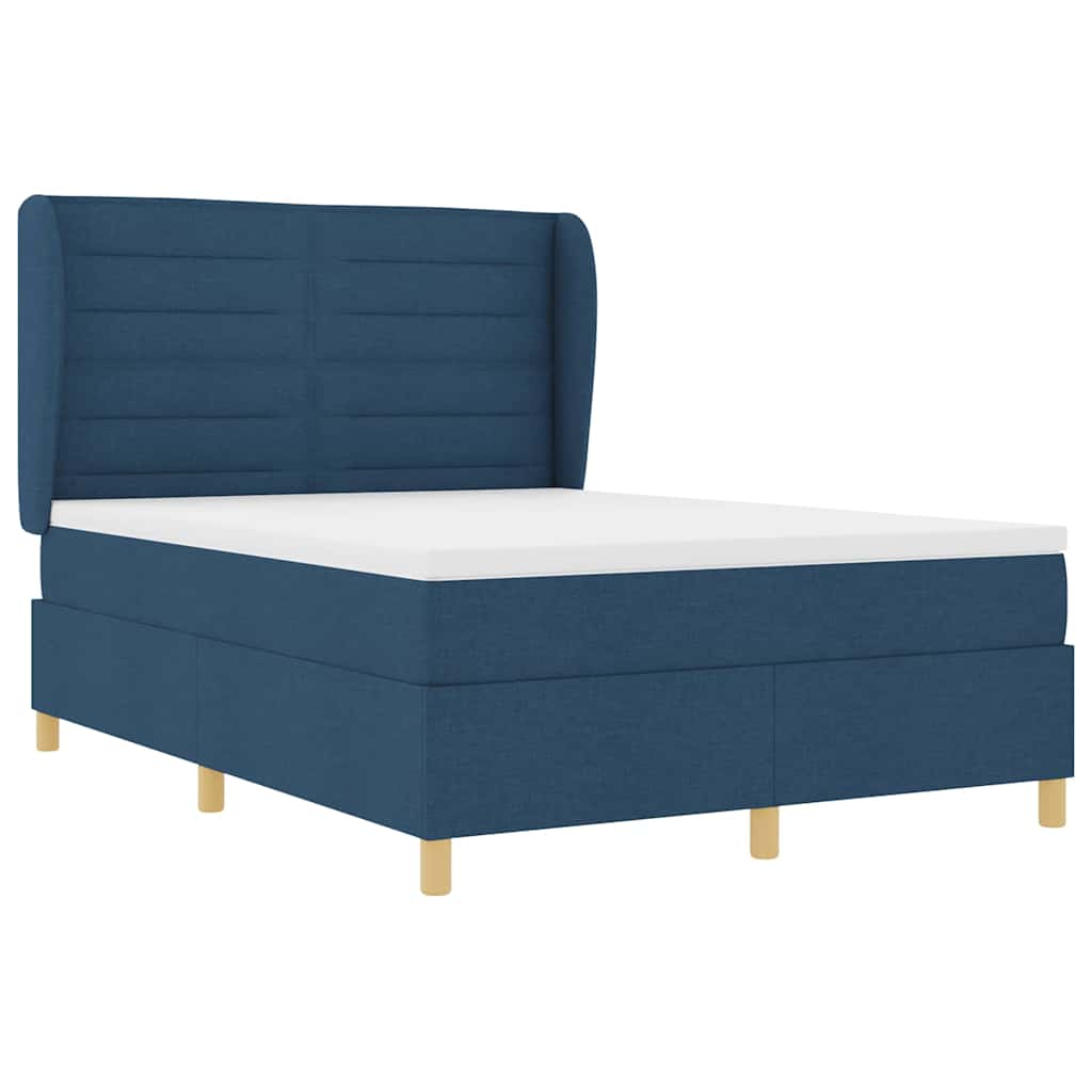 Postel s boxspringem s matrací s čelo Modrá 200 x 140 cm textil - obrázek 5