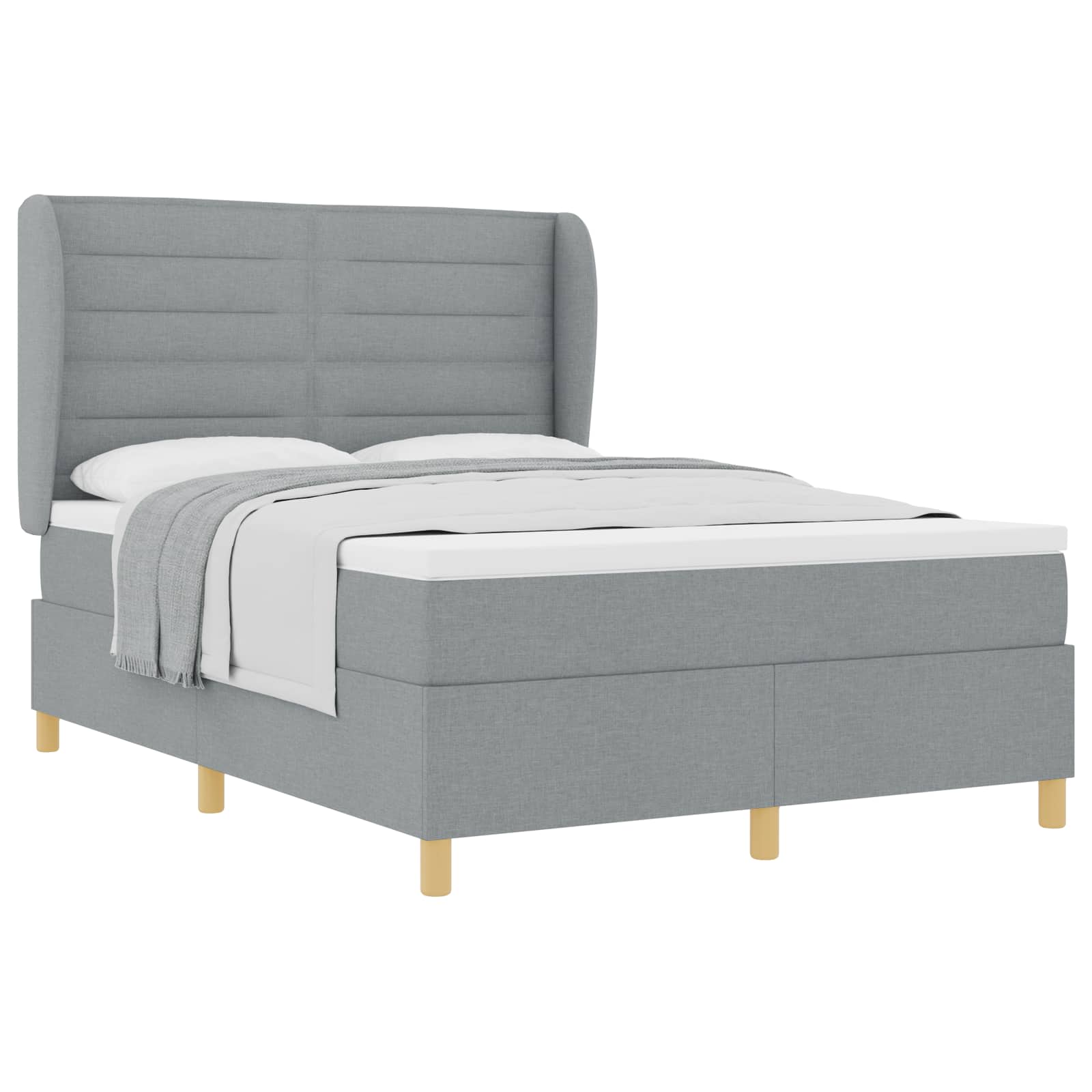 Postel s boxspringem s matrací Světle šedá 200 x 160 cm textil - obrázek 2