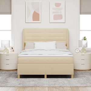 Postel s boxspringem s matrací Krémová 200 x 160 cm textil - obrázek 3