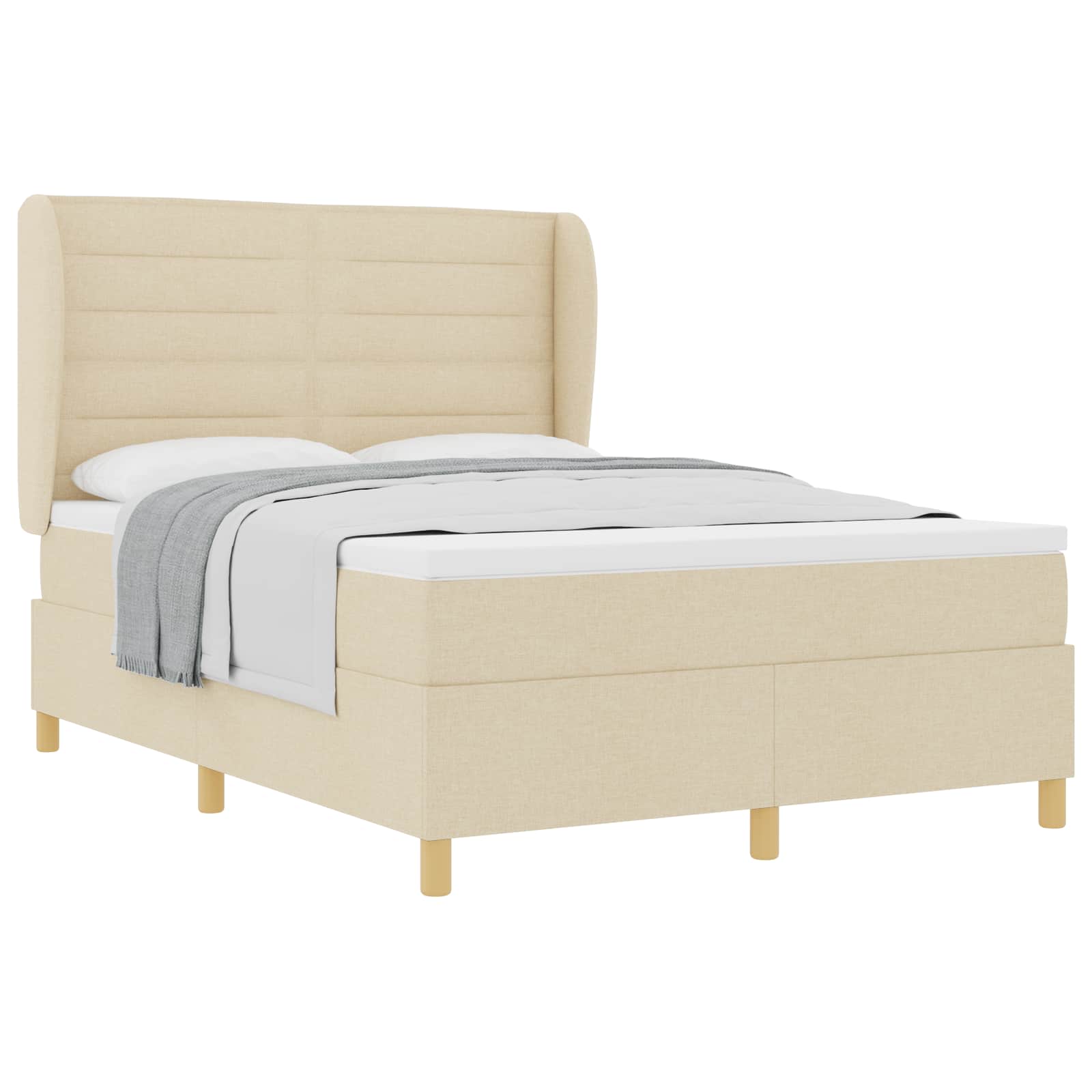 vidaXL Postel s boxspringem s matrací Krémová 200 x 160 cm textil