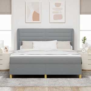 Postel s boxspringem s matrací Světle šedá 200 x 180 cm textil - obrázek 3