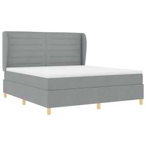 Postel s boxspringem s matrací Světle šedá 200 x 180 cm textil - obrázek 5