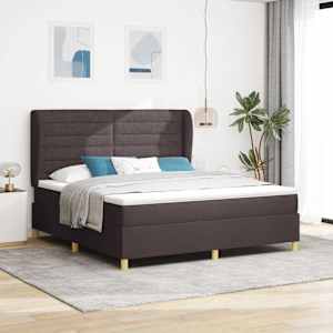 Postel s boxspringem s matrací Tmavě hnědá 200 x 180 cm textil - obrázek 1