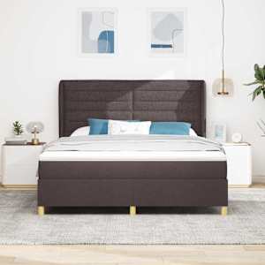 Postel s boxspringem s matrací Tmavě hnědá 200 x 180 cm textil - obrázek 3