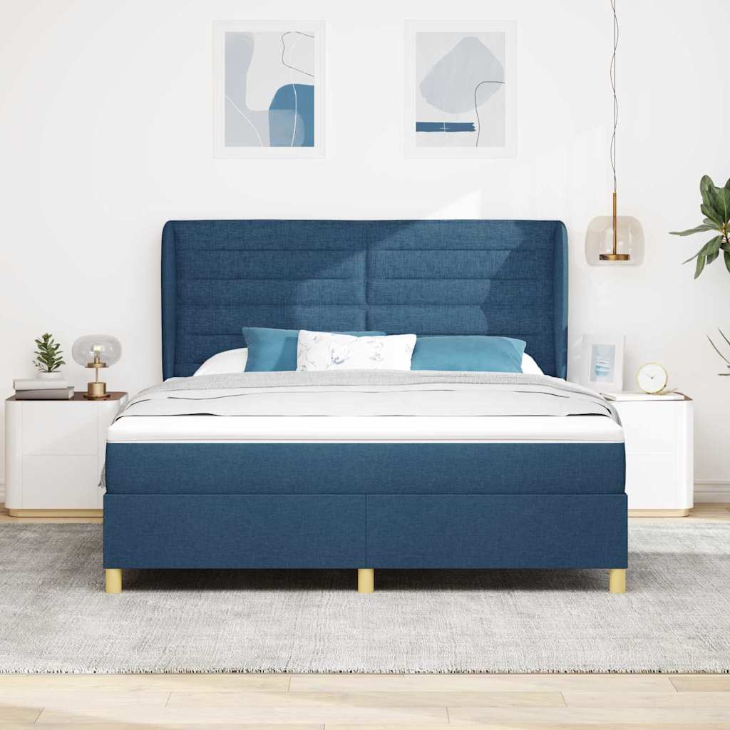 Thumbnail - vidaXL Boxspringbett mit Matratze mit Kopfteil Blau 200 x 180 cm Stoff