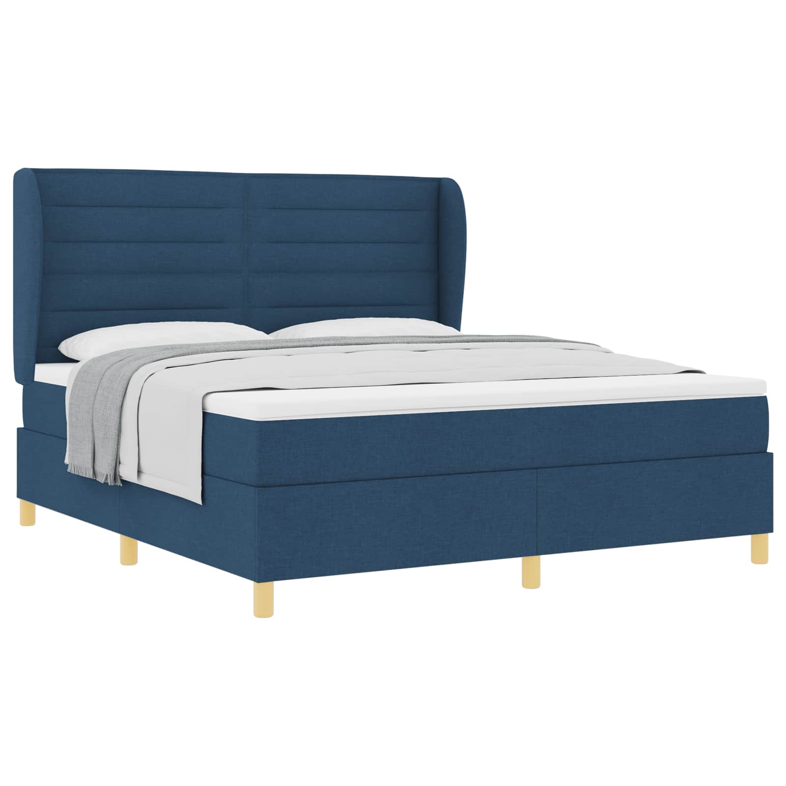 Thumbnail - vidaXL Boxspringbett mit Matratze mit Kopfteil Blau 200 x 180 cm Stoff