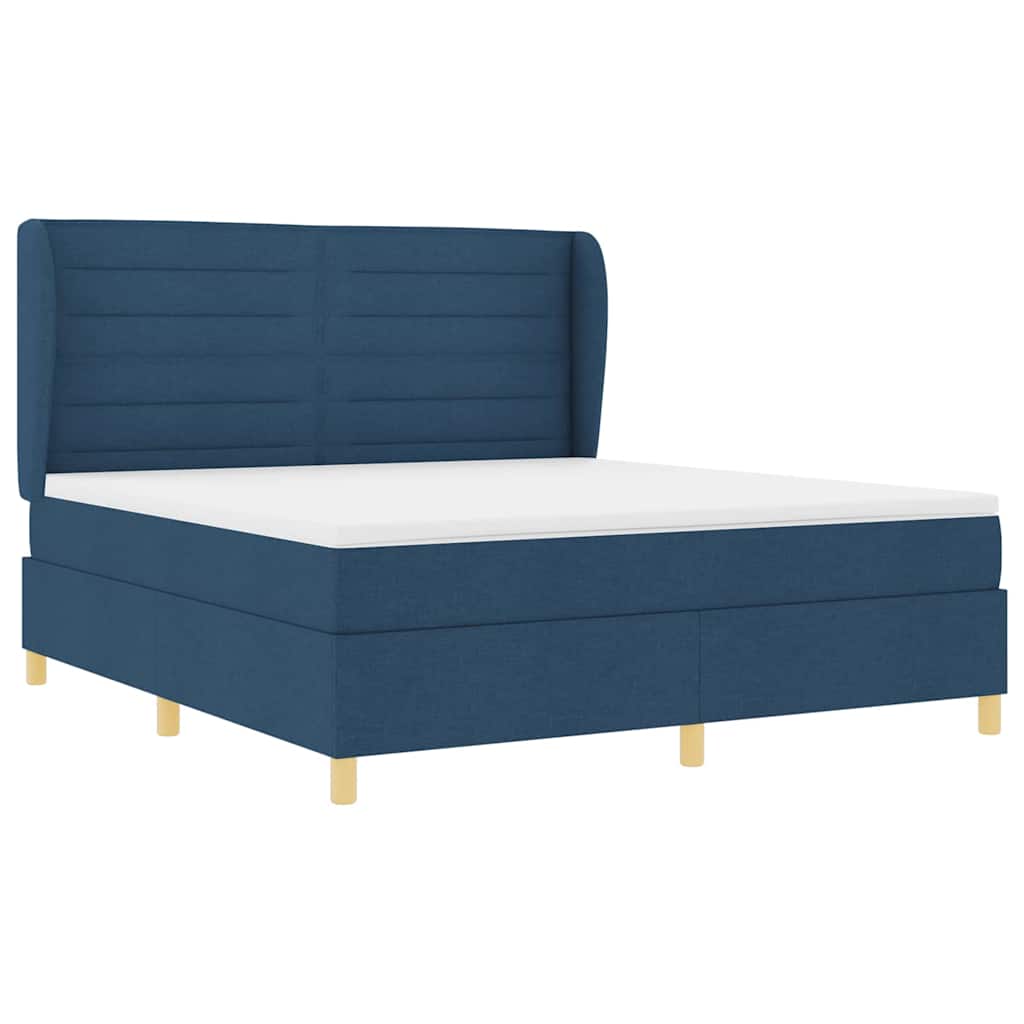 Postel s boxspringem s matrací s čelo Modrá 200 x 180 cm textil - obrázek 5