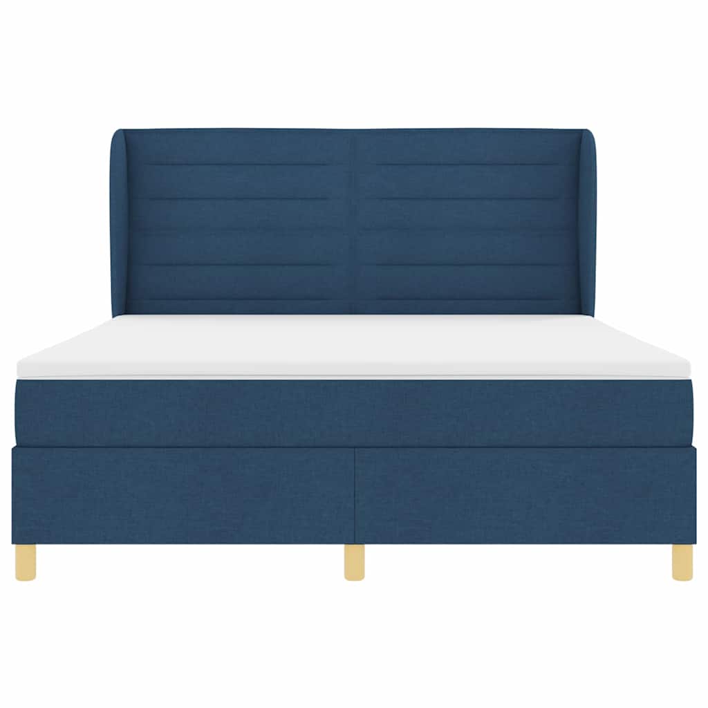 Postel s boxspringem s matrací s čelo Modrá 200 x 180 cm textil - obrázek 7