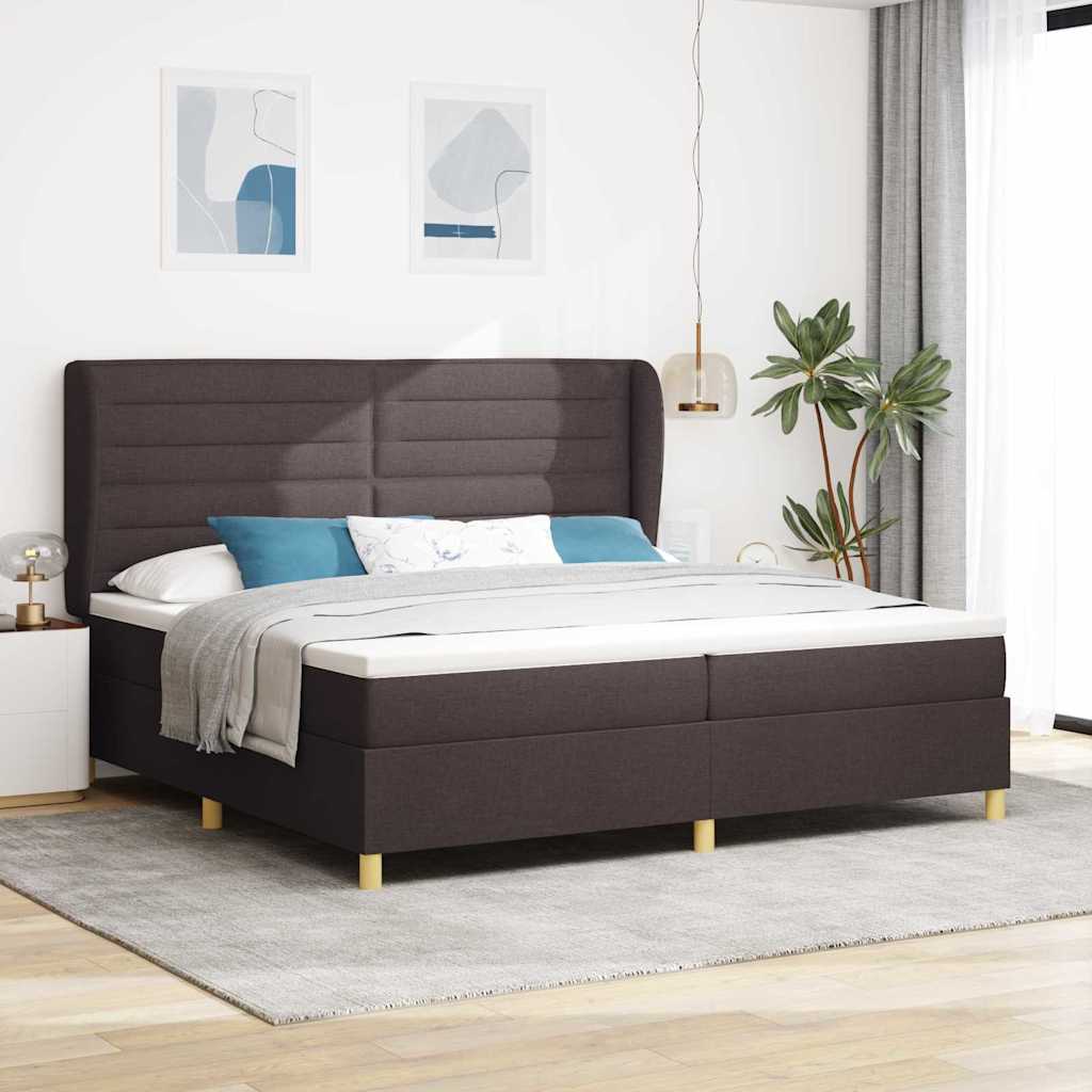 vidaXL Pat cu arcuri cu saltea Maro închis 200 x 200 cm țesătură