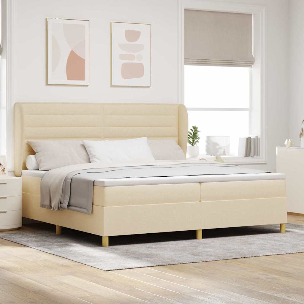 Kassefjedermadras med Madras Creme 200x200 cm Stof