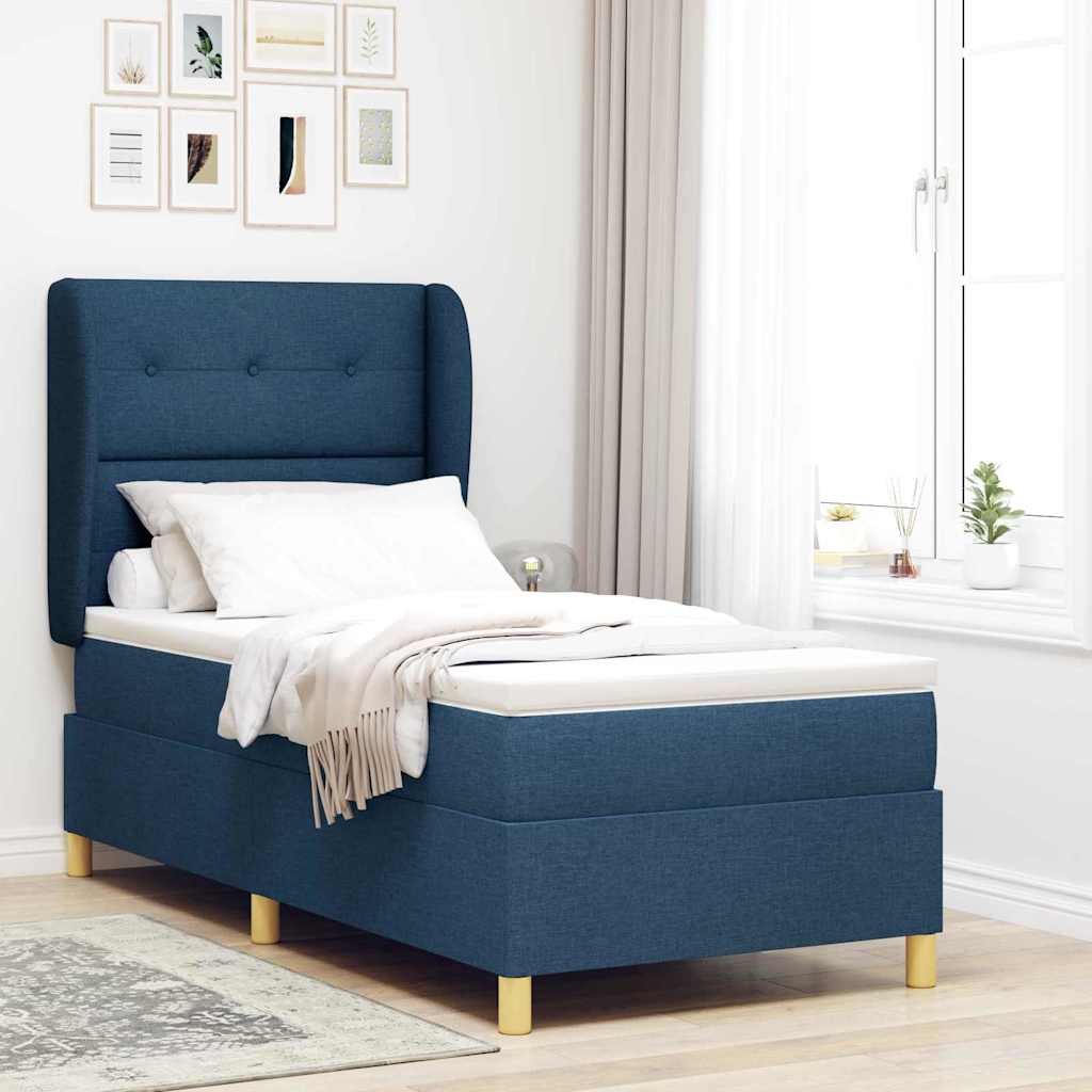 Box Spring Voodi Mattress Sinine 90x200 cm Kangas